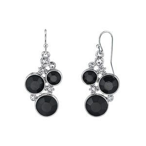 DOWNTON ABBEY SILVER TONE BLACK CHRYSTAL EARRINGS